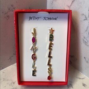 NWT Betsey Johnson Jingle Bells Mismatch Earrings.